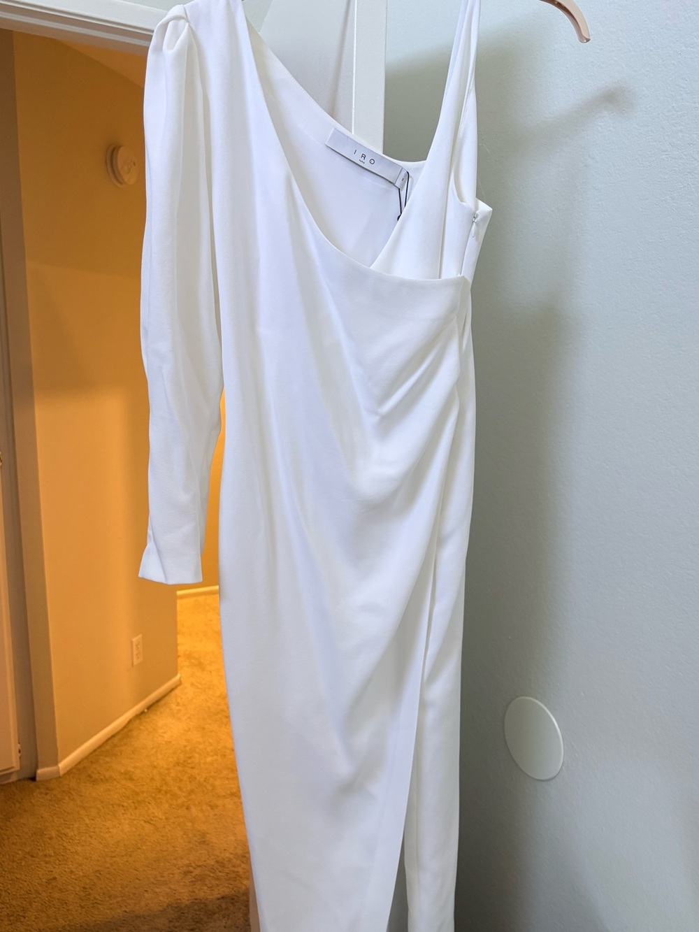 IRO White One-Shoulder Draped Asymmetric Dress size 4
